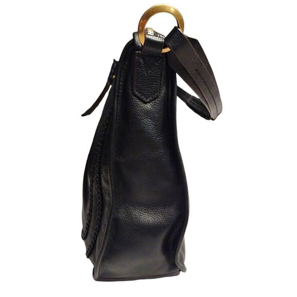 orYANY 'Madelyn' Pebbled Leather Braided Hobo Shoulder Bag, Black/Gold, LIKE NEW - Picture 6 of 11